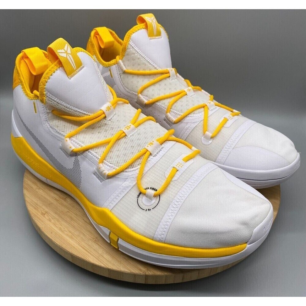 Nike Kobe AD Exodus Shoes Yellow White Basketball Sneakers AT3874-106 Mens 17.5